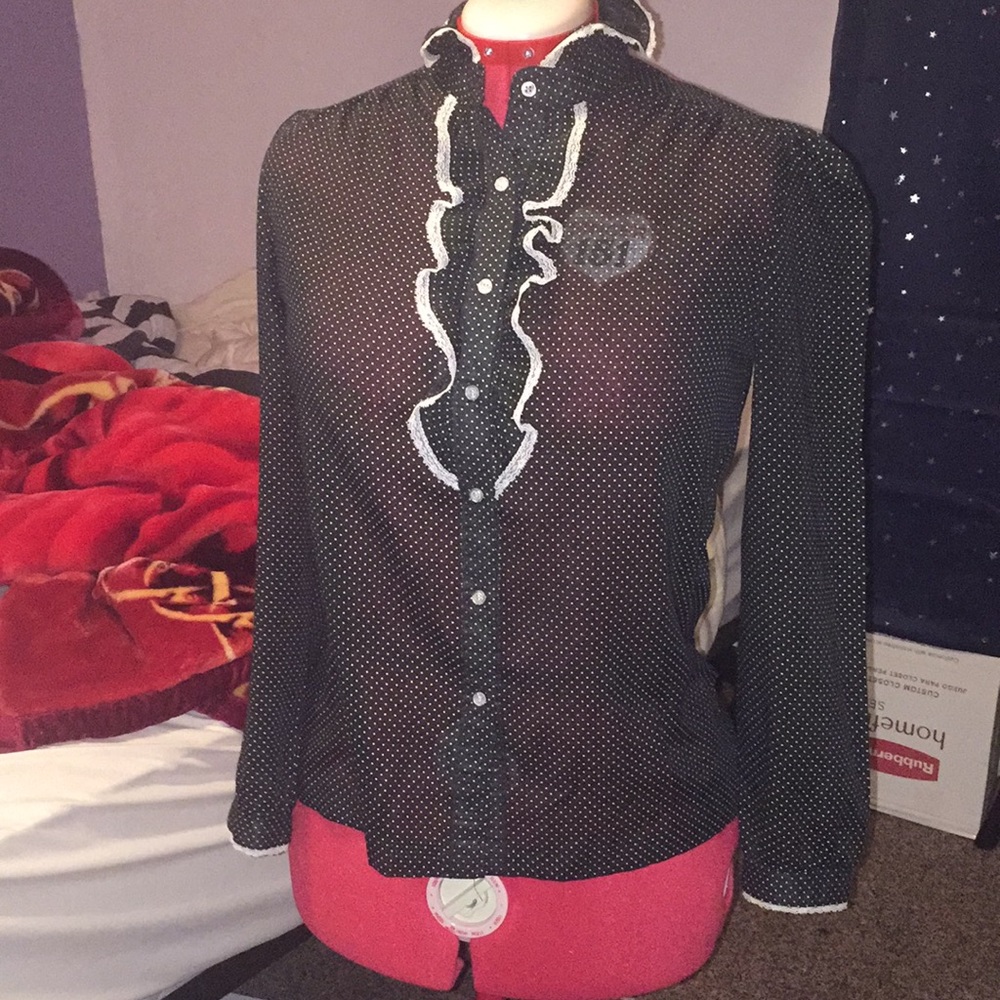 White polka dot shirt